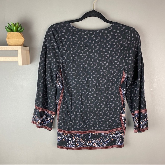 Lucky Brand black boho chic blouse size small - Picture 2 of 5